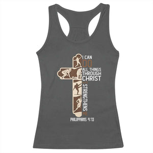 Christian Football Player Gift Racerback Tank Top God Gives Me Strength TS12 Dark Heather Print Your Wear