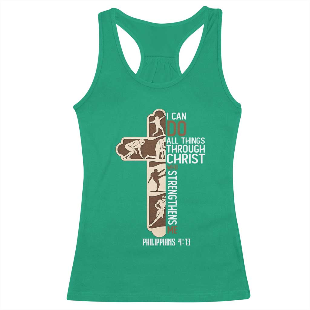 Christian Football Player Gift Racerback Tank Top God Gives Me Strength TS12 Irish Green Print Your Wear
