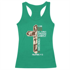 Christian Football Player Gift Racerback Tank Top God Gives Me Strength - Print Your Wear
