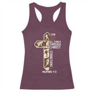 Christian Football Player Gift Racerback Tank Top God Gives Me Strength - Print Your Wear