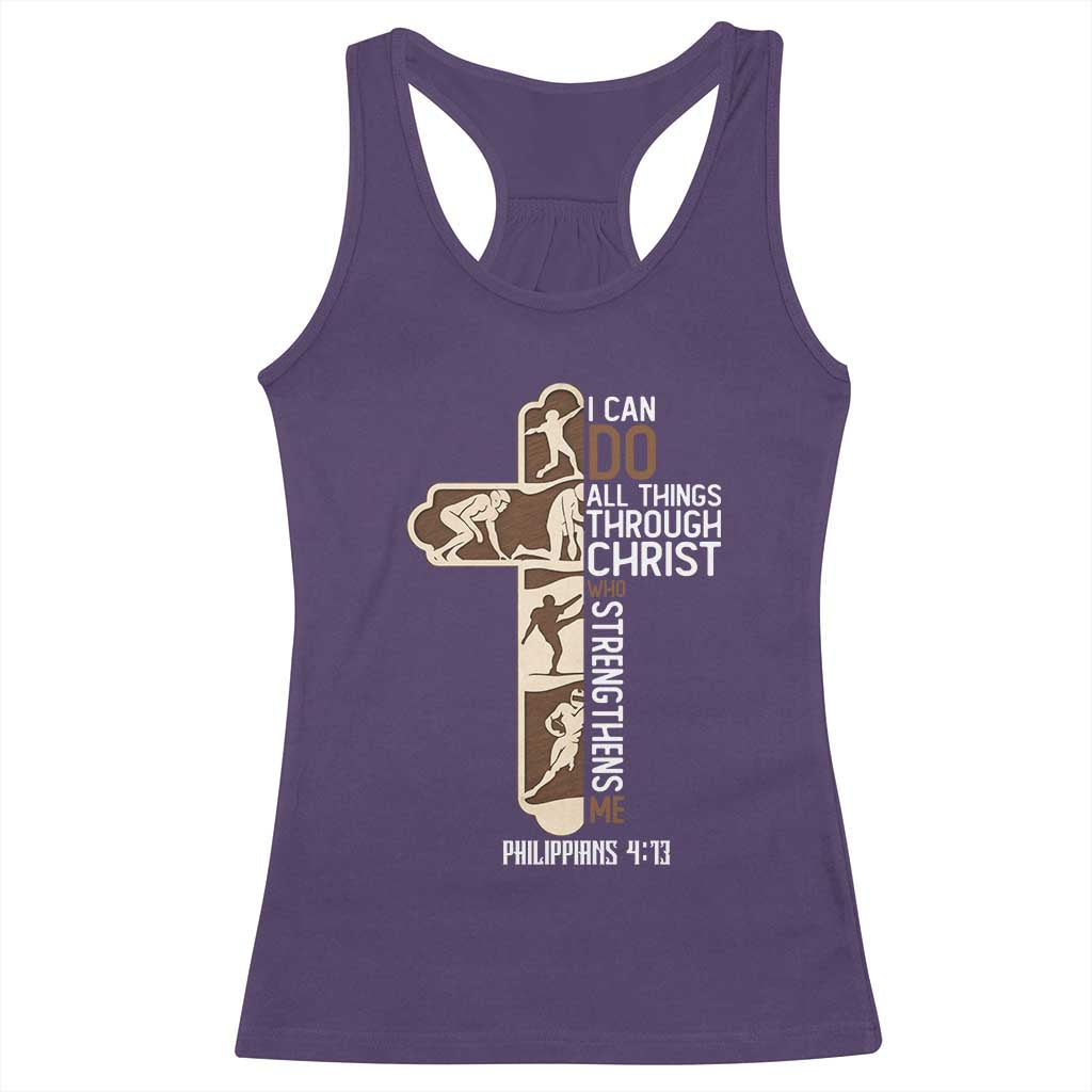 Christian Football Player Gift Racerback Tank Top God Gives Me Strength TS12 Purple Print Your Wear