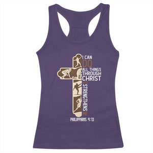 Christian Football Player Gift Racerback Tank Top God Gives Me Strength - Print Your Wear