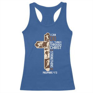 Christian Football Player Gift Racerback Tank Top God Gives Me Strength - Print Your Wear