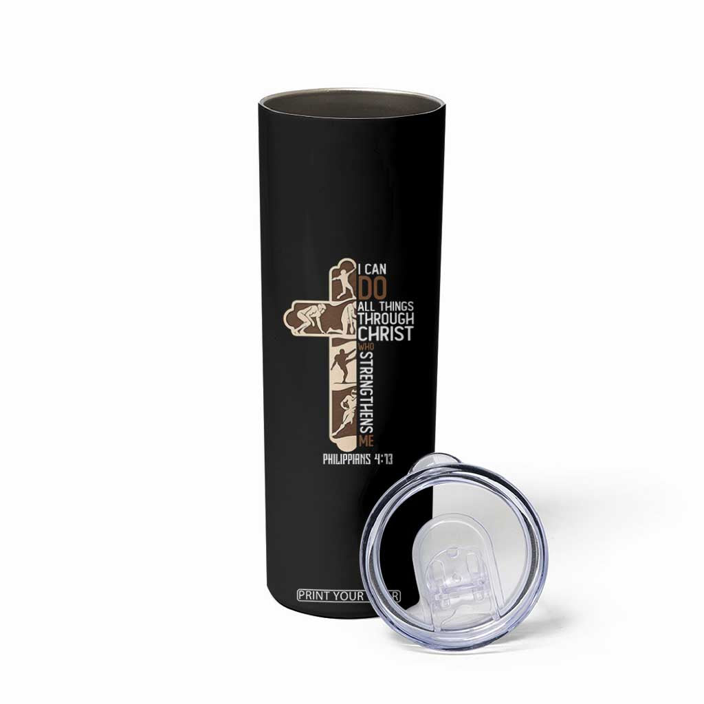 Christian Football Player Gift Skinny Tumbler God Gives Me Strength TS12 Print Your Wear