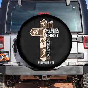 Christian Football Player Gift Spare Tire Cover God Gives Me Strength TS12 No hole Black Print Your Wear