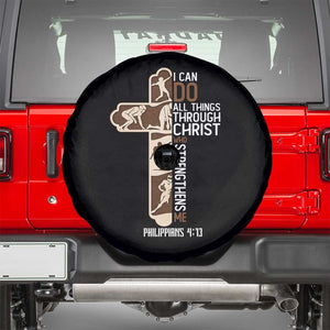Christian Football Player Gift Spare Tire Cover God Gives Me Strength TS12 Black Print Your Wear