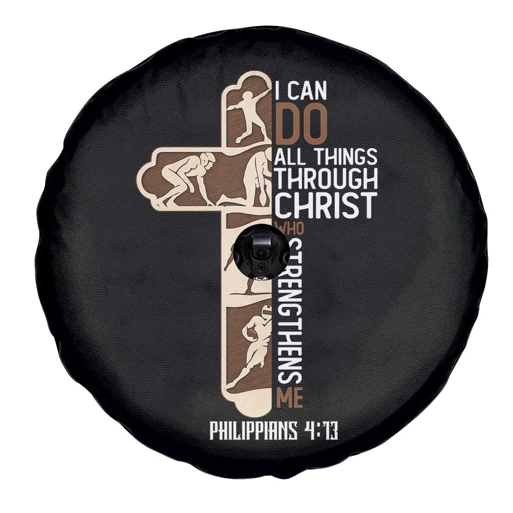 Christian Football Player Gift Spare Tire Cover God Gives Me Strength TS12 Print Your Wear