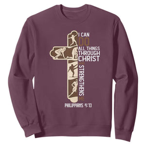 Christian Football Player Gift Sweatshirt God Gives Me Strength - Print Your Wear