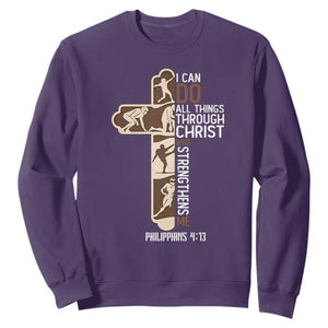 Christian Football Player Gift Sweatshirt God Gives Me Strength - Print Your Wear