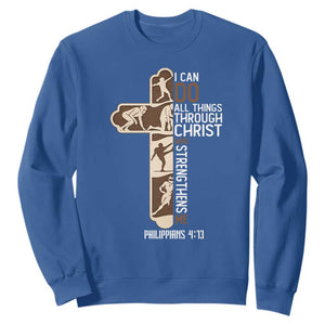 Christian Football Player Gift Sweatshirt God Gives Me Strength - Print Your Wear