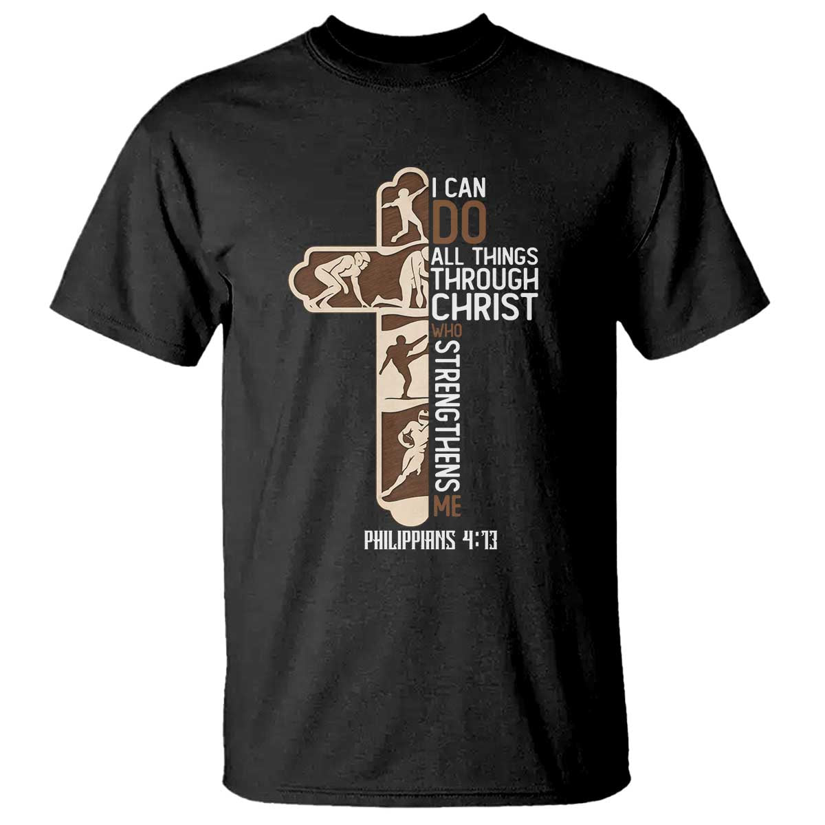 Christian Football Player Gift T Shirt God Gives Me Strength TS12 Black Print Your Wear