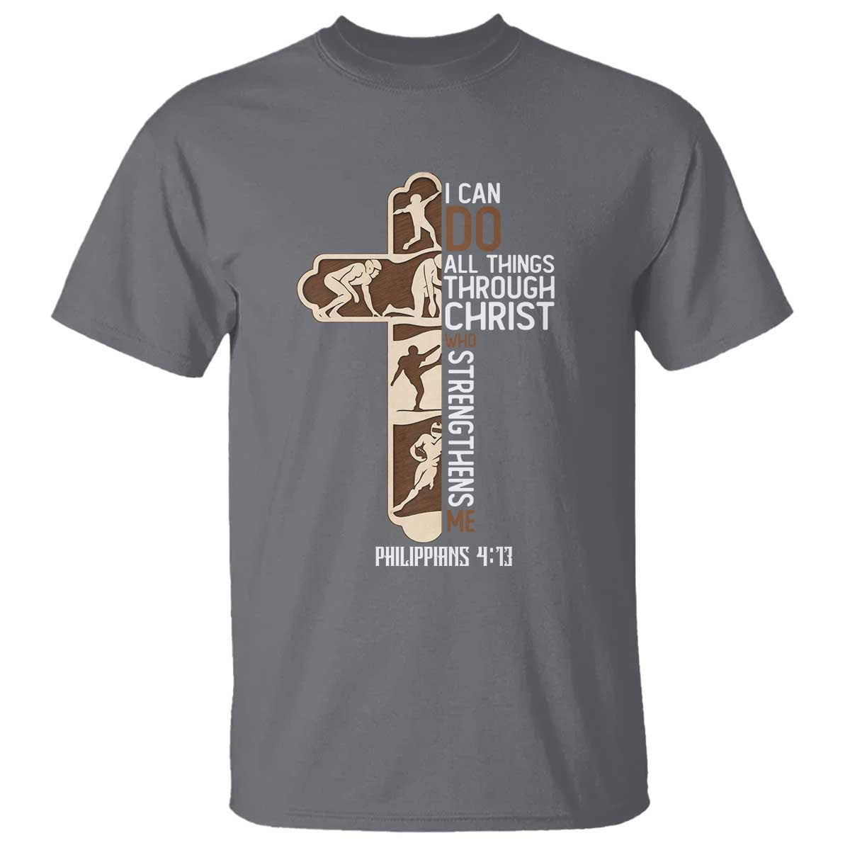 Christian Football Player Gift T Shirt God Gives Me Strength TS12 Charcoal Print Your Wear