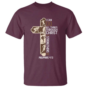 Christian Football Player Gift T Shirt God Gives Me Strength TS12 Maroon Print Your Wear