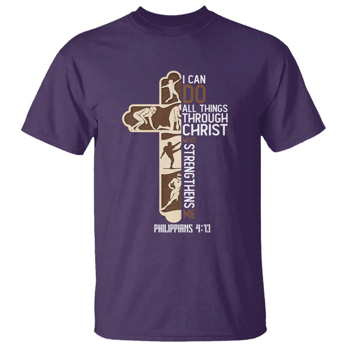 Christian Football Player Gift T Shirt God Gives Me Strength TS12 Purple Print Your Wear