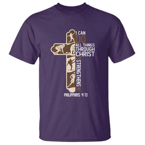 Christian Football Player Gift T Shirt God Gives Me Strength TS12 Purple Print Your Wear