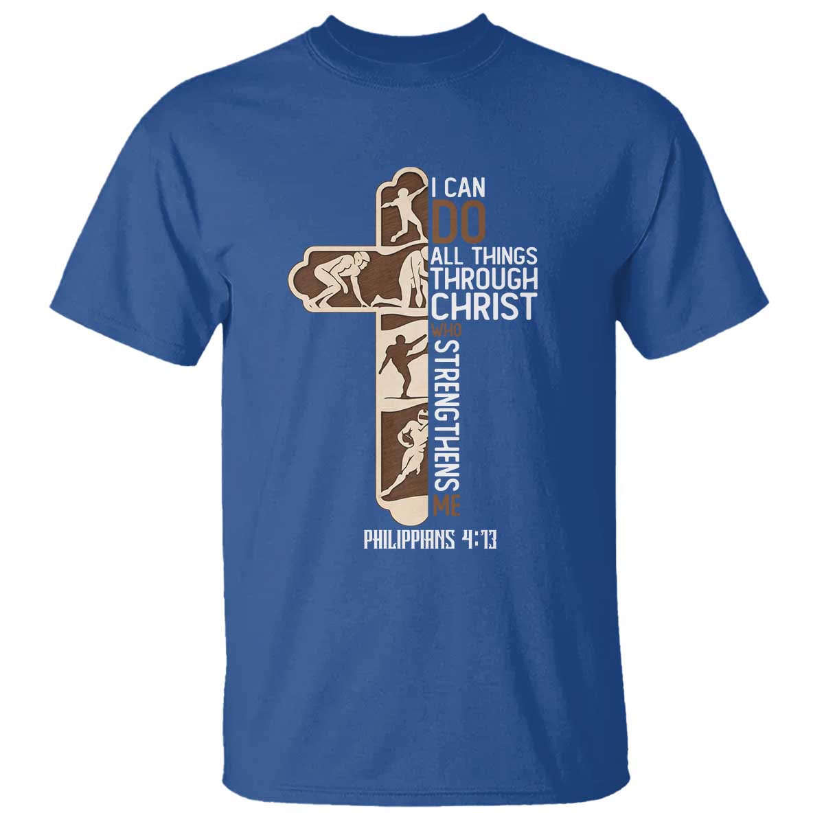 Christian Football Player Gift T Shirt God Gives Me Strength TS12 Royal Blue Print Your Wear