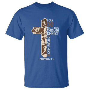 Christian Football Player Gift T Shirt God Gives Me Strength TS12 Royal Blue Print Your Wear