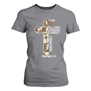 Christian Football Player Gift T Shirt For Women God Gives Me Strength TS12 Charcoal Print Your Wear