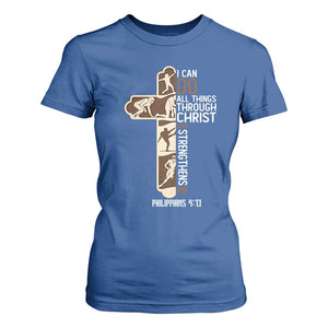 Christian Football Player Gift T Shirt For Women God Gives Me Strength TS12 Royal Blue Print Your Wear