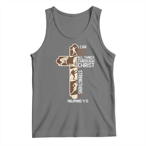 Christian Football Player Gift Tank Top God Gives Me Strength TS12 Black Heather Print Your Wear