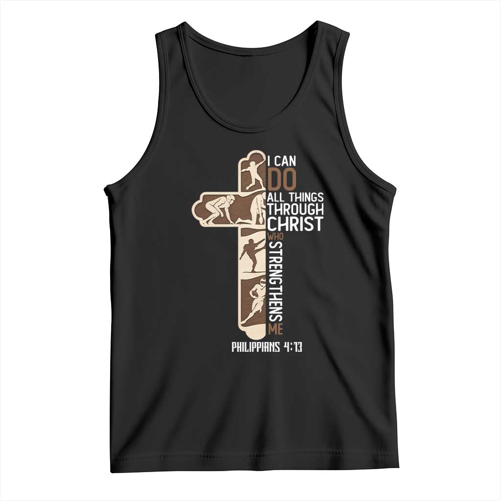 Christian Football Player Gift Tank Top God Gives Me Strength TS12 Black Print Your Wear