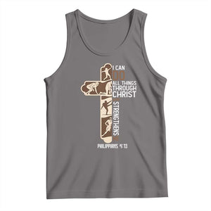 Christian Football Player Gift Tank Top God Gives Me Strength TS12 Deep Heather Print Your Wear