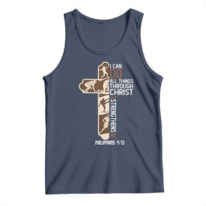 Christian Football Player Gift Tank Top God Gives Me Strength TS12 Navy Print Your Wear