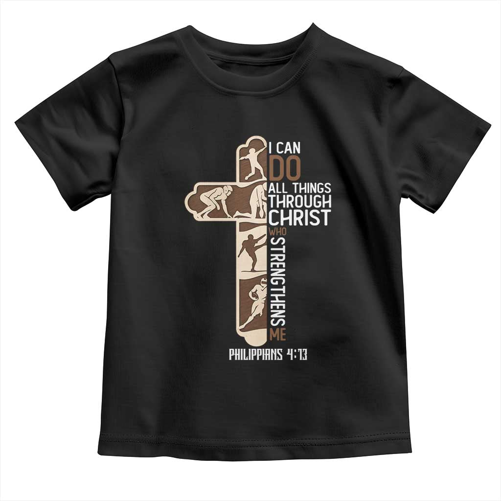 Christian Football Player Gift Toddler T Shirt God Gives Me Strength TS12 Black Print Your Wear