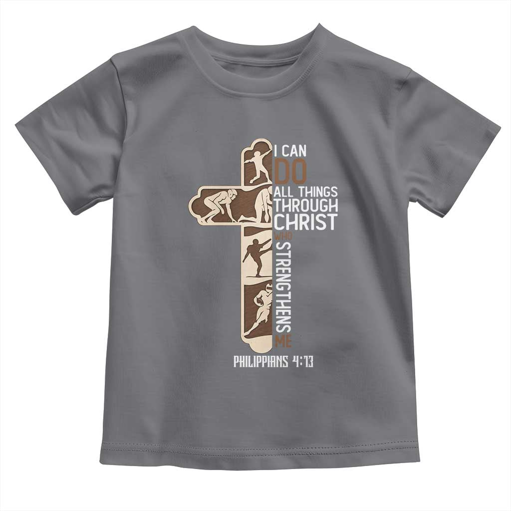 Christian Football Player Gift Toddler T Shirt God Gives Me Strength TS12 Charcoal Print Your Wear