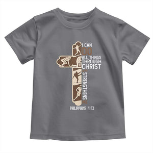 Christian Football Player Gift Toddler T Shirt God Gives Me Strength TS12 Charcoal Print Your Wear