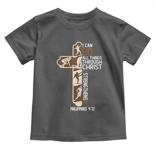 Christian Football Player Gift Toddler T Shirt God Gives Me Strength TS12 Dark Heather Print Your Wear