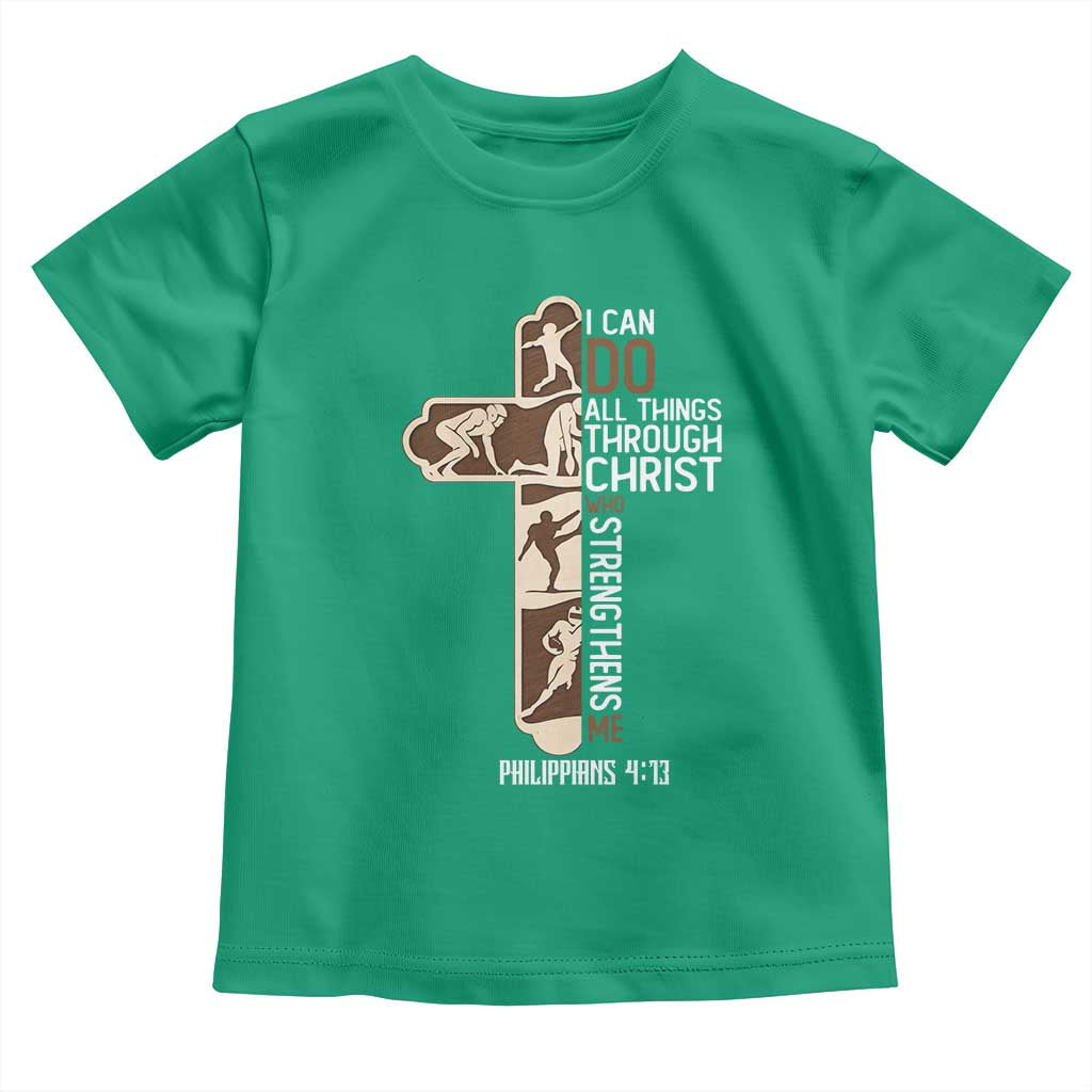 Christian Football Player Gift Toddler T Shirt God Gives Me Strength TS12 Irish Green Print Your Wear