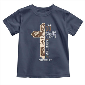 Christian Football Player Gift Toddler T Shirt God Gives Me Strength TS12 Navy Print Your Wear