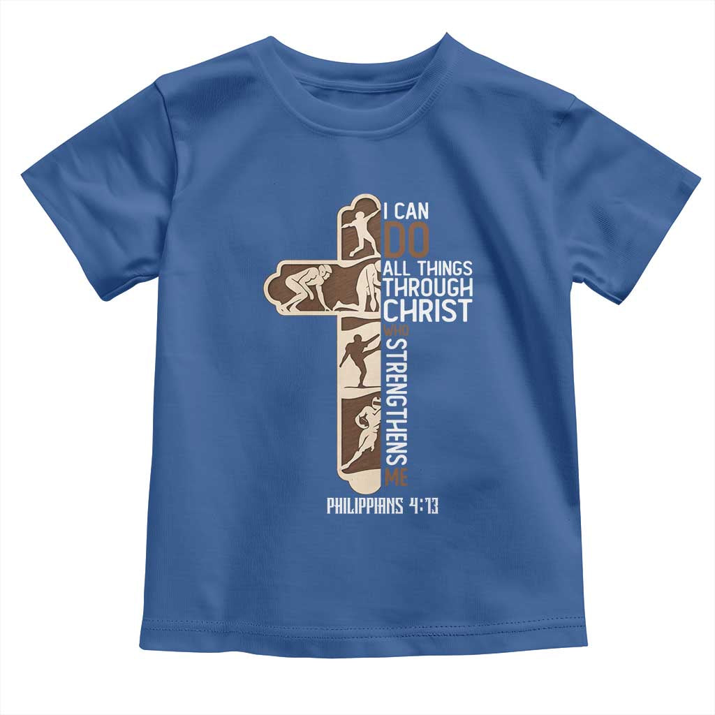 Christian Football Player Gift Toddler T Shirt God Gives Me Strength TS12 Royal Blue Print Your Wear