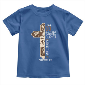 Christian Football Player Gift Toddler T Shirt God Gives Me Strength TS12 Royal Blue Print Your Wear
