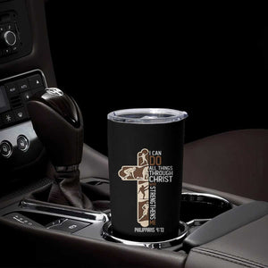 Christian Football Player Gift Tumbler Cup God Gives Me Strength - Print Your Wear