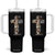Christian Football Player Gift Tumbler With Handle God Gives Me Strength TS12 One Size: 40 oz Black Print Your Wear