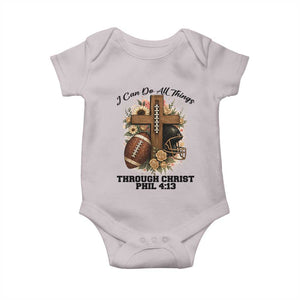 Christian Motivation Gift Baby Onesie I Can Do All Things Through Christ Bible Verse TS12 Ice Gray Print Your Wear