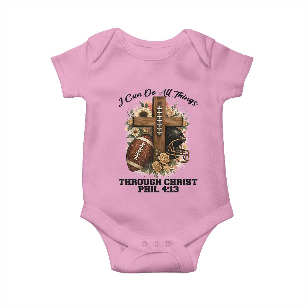 Christian Motivation Gift Baby Onesie I Can Do All Things Through Christ Bible Verse TS12 Light Pink Print Your Wear