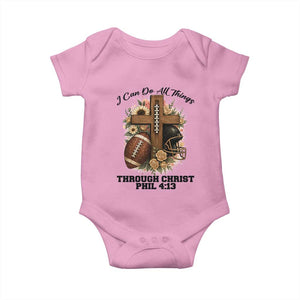 Christian Motivation Gift Baby Onesie I Can Do All Things Through Christ Bible Verse TS12 Light Pink Print Your Wear