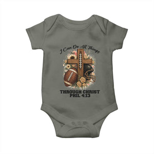 Christian Motivation Gift Baby Onesie I Can Do All Things Through Christ Bible Verse TS12 Military Green Print Your Wear