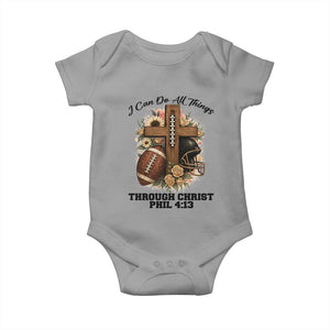 Christian Motivation Gift Baby Onesie I Can Do All Things Through Christ Bible Verse TS12 Sport Gray Print Your Wear