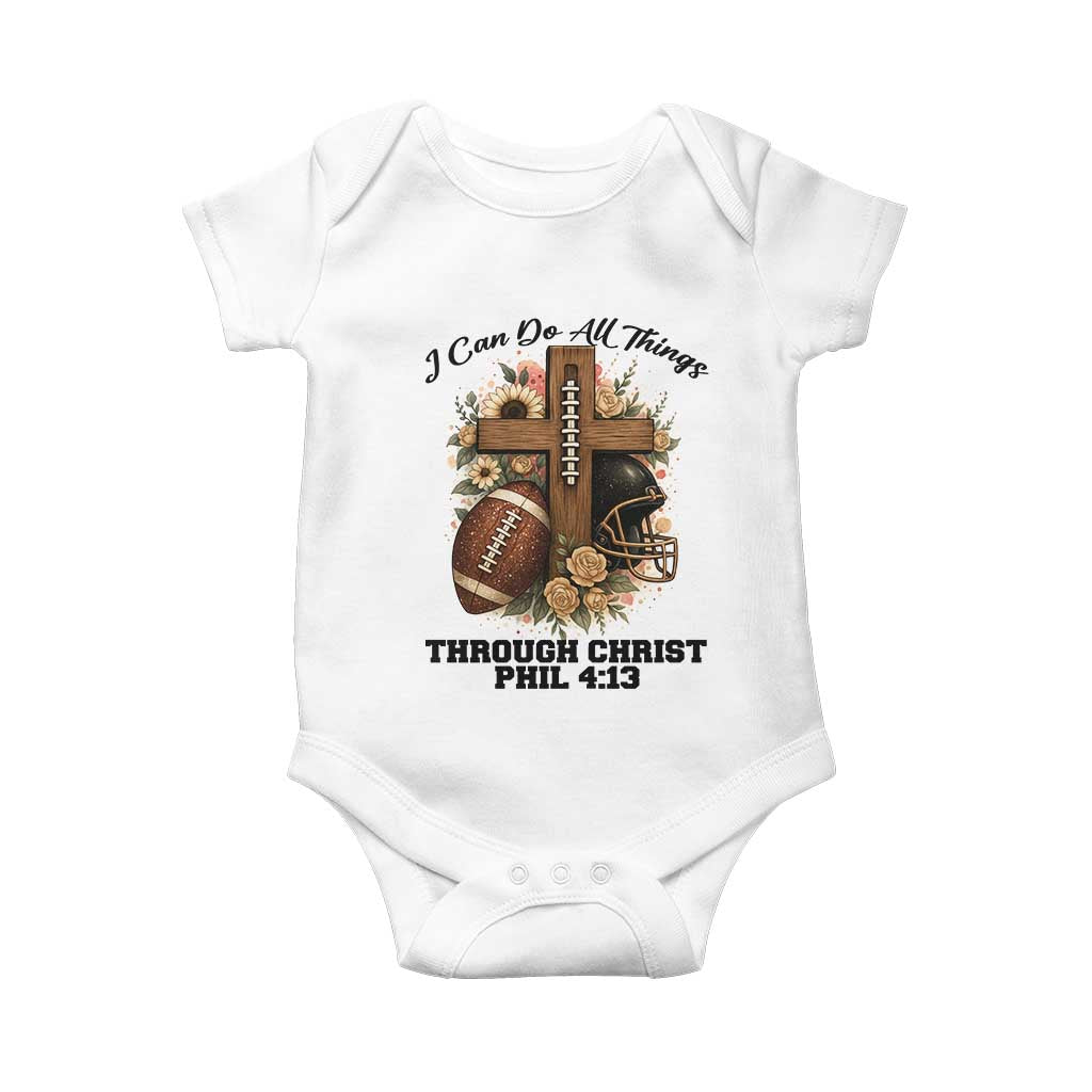 Christian Motivation Gift Baby Onesie I Can Do All Things Through Christ Bible Verse TS12 White Print Your Wear