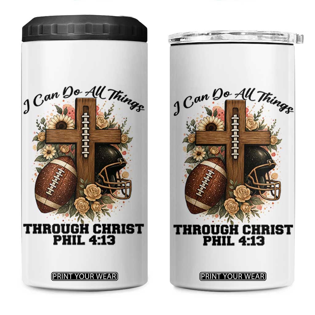 Christian Motivation Gift 4 in 1 Can Cooler Tumbler I Can Do All Things Through Christ Bible Verse TS12 One Size: 16 oz White Print Your Wear