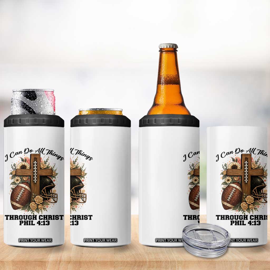 Christian Motivation Gift 4 in 1 Can Cooler Tumbler I Can Do All Things Through Christ Bible Verse TS12 Print Your Wear