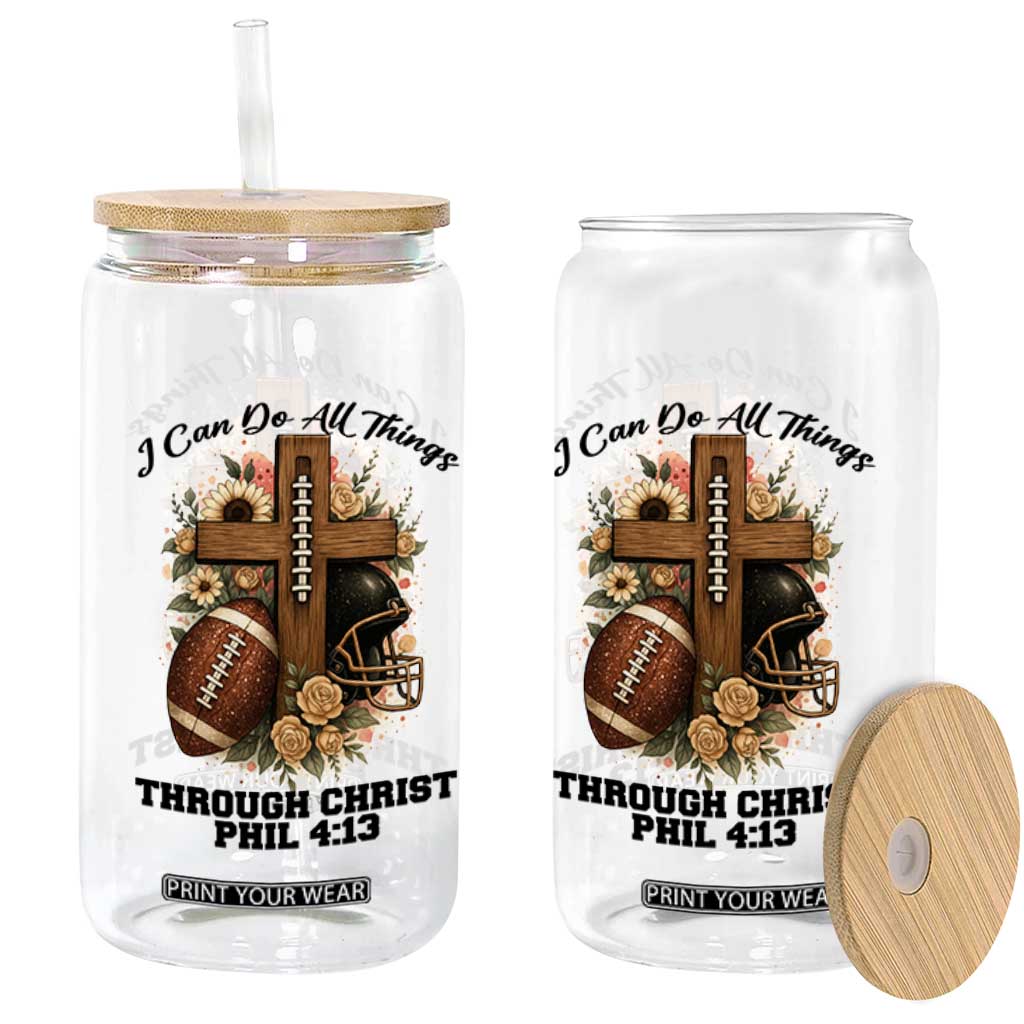 Christian Motivation Gift Glass Can I Can Do All Things Through Christ Bible Verse TS12 Print Your Wear