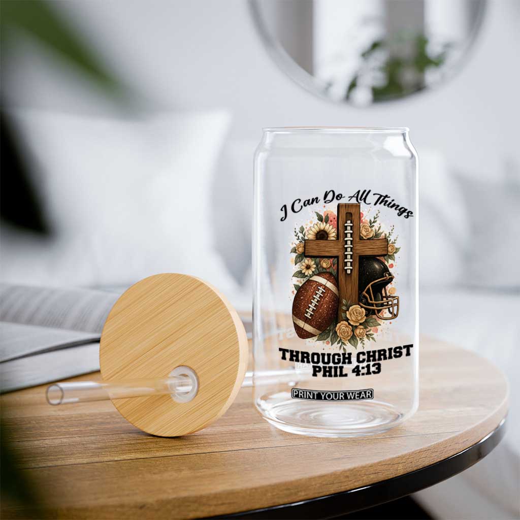 Christian Motivation Gift Glass Can I Can Do All Things Through Christ Bible Verse TS12 Print Your Wear