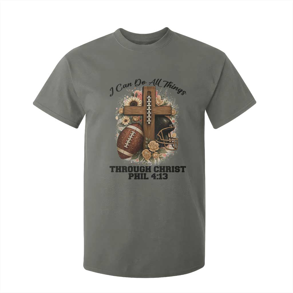 Christian Motivation Gift T Shirt For Kid I Can Do All Things Through Christ Bible Verse TS12 Military Green Print Your Wear