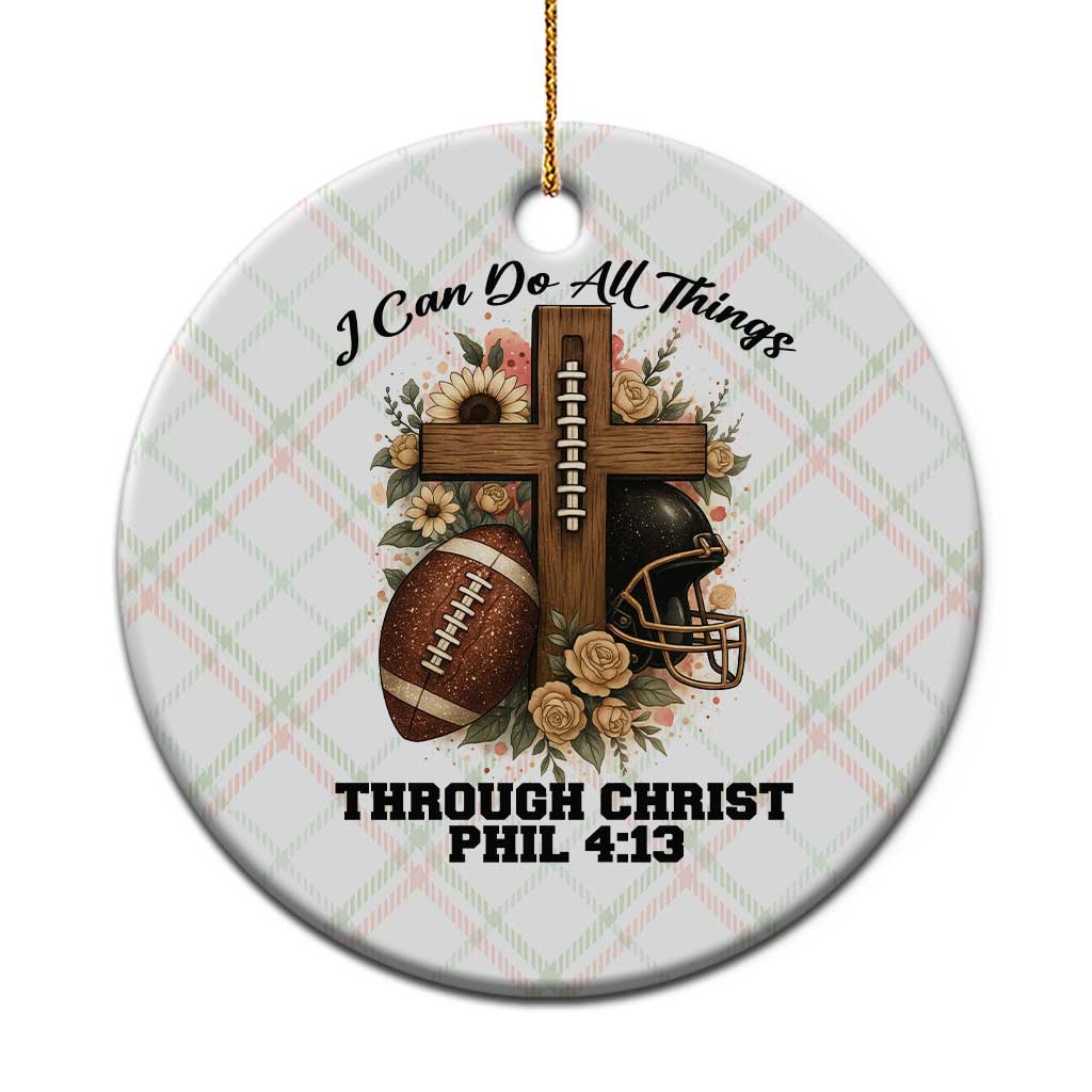 Christian Motivation Gift Ceramic Ornament I Can Do All Things Through Christ Bible Verse TS12 1pc Christmas Plaid Print Your Wear