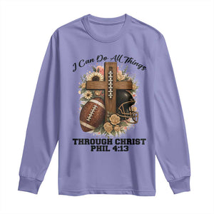 Christian Motivation Gift Long Sleeve Shirt I Can Do All Things Through Christ Bible Verse TS12 Violet Print Your Wear